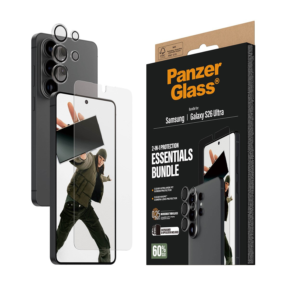 PanzerGlass® Hoops® 2-in-1 Pakke Samsung Galaxy S26 Ultra | Ultra-Wide Fit